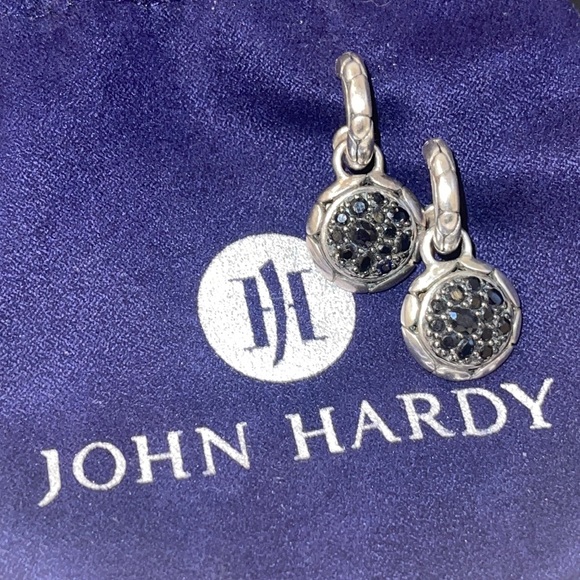 John Hardy Jewelry - John Hardy Kali Drop Lava black sapphire hoop earrings